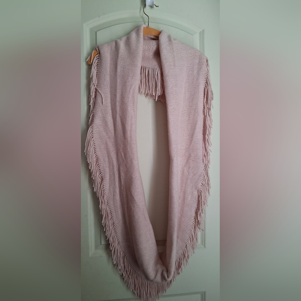 Fringed‎ scarf women pink one sz barbiecore pink romantic